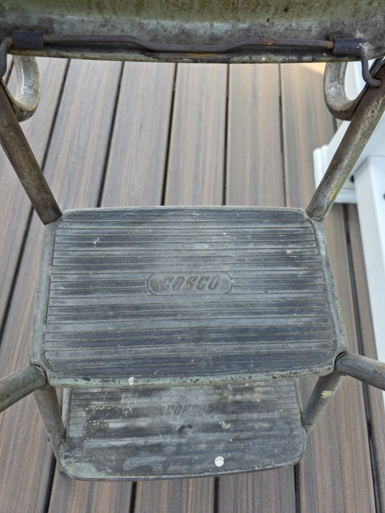 Vintage Cosco Step Stool Chair Leather And Chrome
