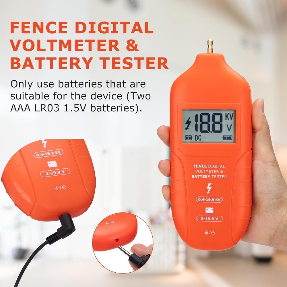 Multi-Function Electric Fence Voltage Tester Max 19.9kV - Ergonomic Design