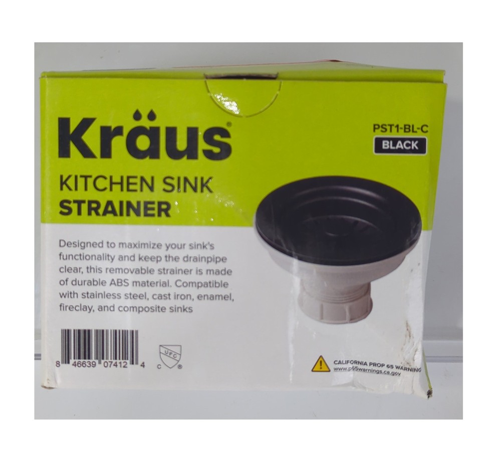 KRAUS Kitchen Sink Strainer in Black PST1-BL-C