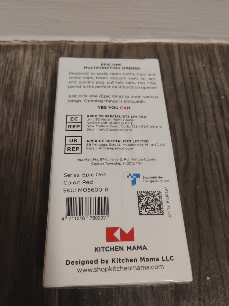 Kitchen Mama Epic One Multifunction Opener Red Easy Pull-Tab Can Jar & Bottle