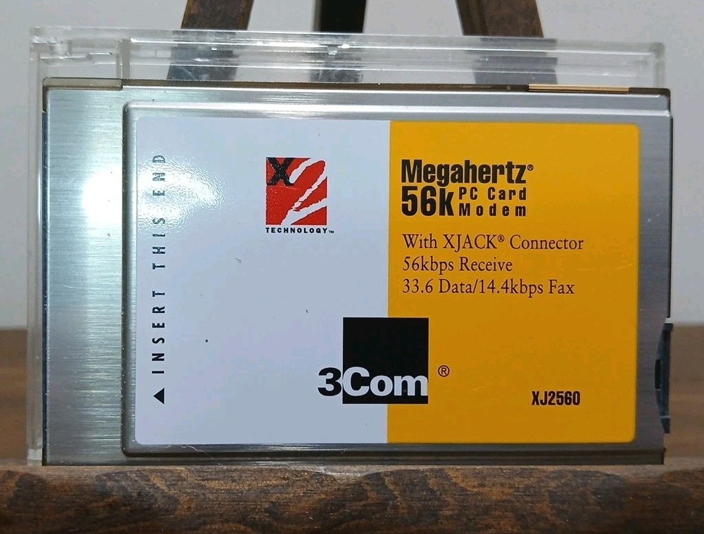 3Com Megahertz 56K PC Card Modem Model XJ2560 And Case Used 