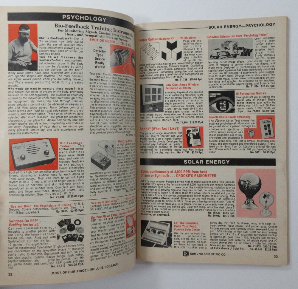 Edmund Science Equipment Computer Catalog Optics Microscopes Math Lasers 1972