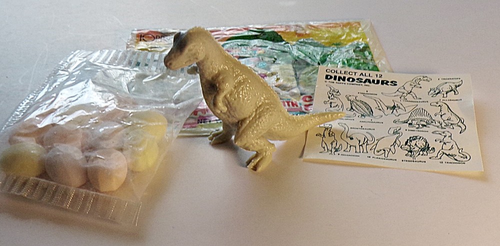 Topps 1988 Allosaurus Dinosaur, Gray, Wrapper, ID Sheet, Candy Eggs