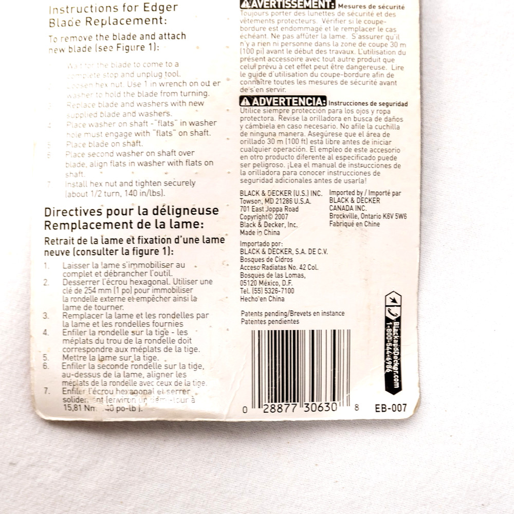 EB-007 7-1/2" Edge Hog Heavy-Duty Edger Replacement Blade Black & Decker
