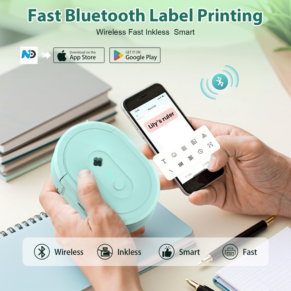 Wireless Label Maker Machine with Tape, N12 Bluetooth Mini Label Makers