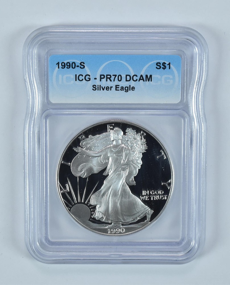 1990-S American Silver Eagle PR70 DCAM ICG