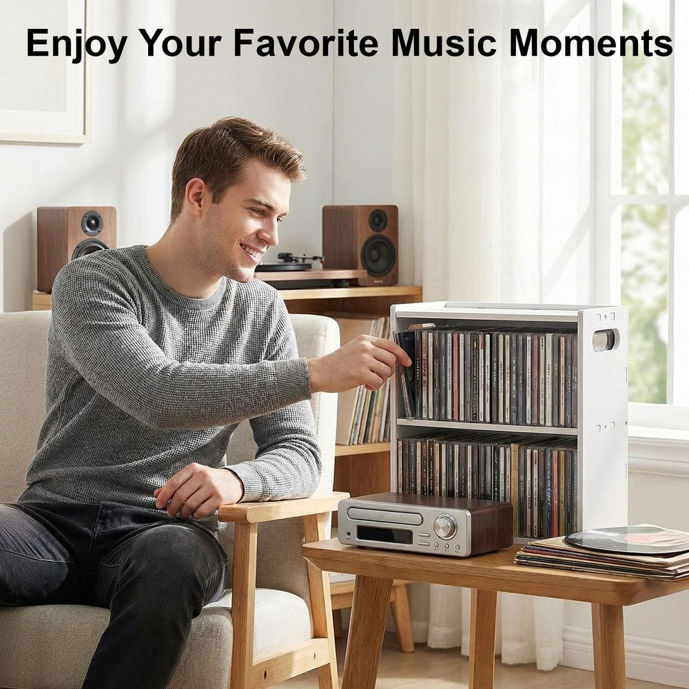 Stackable Double Layer CD Storage Racks, CD Holder for CD Cases, Holds 58 CD ...