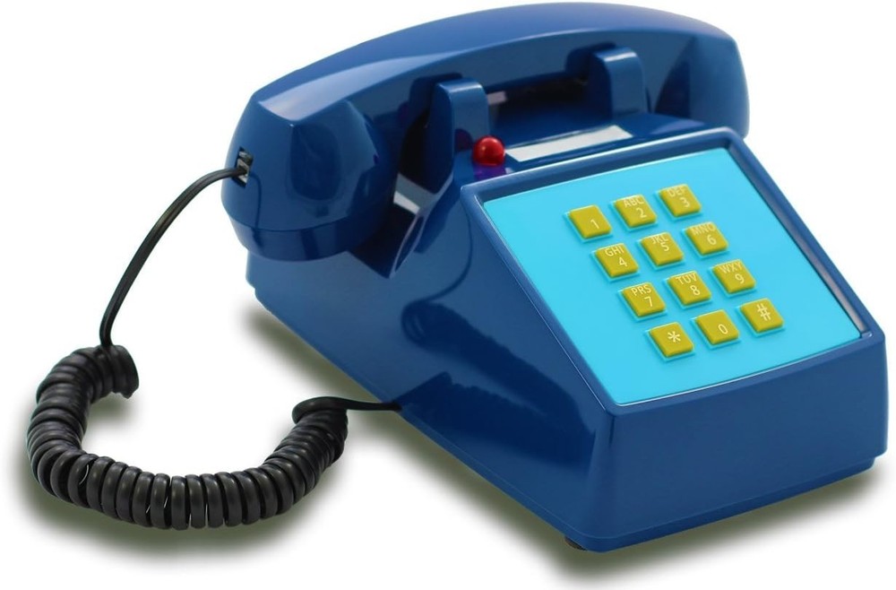 RETRO Push Button Landline Light Blue Opis PushMeFon EUC