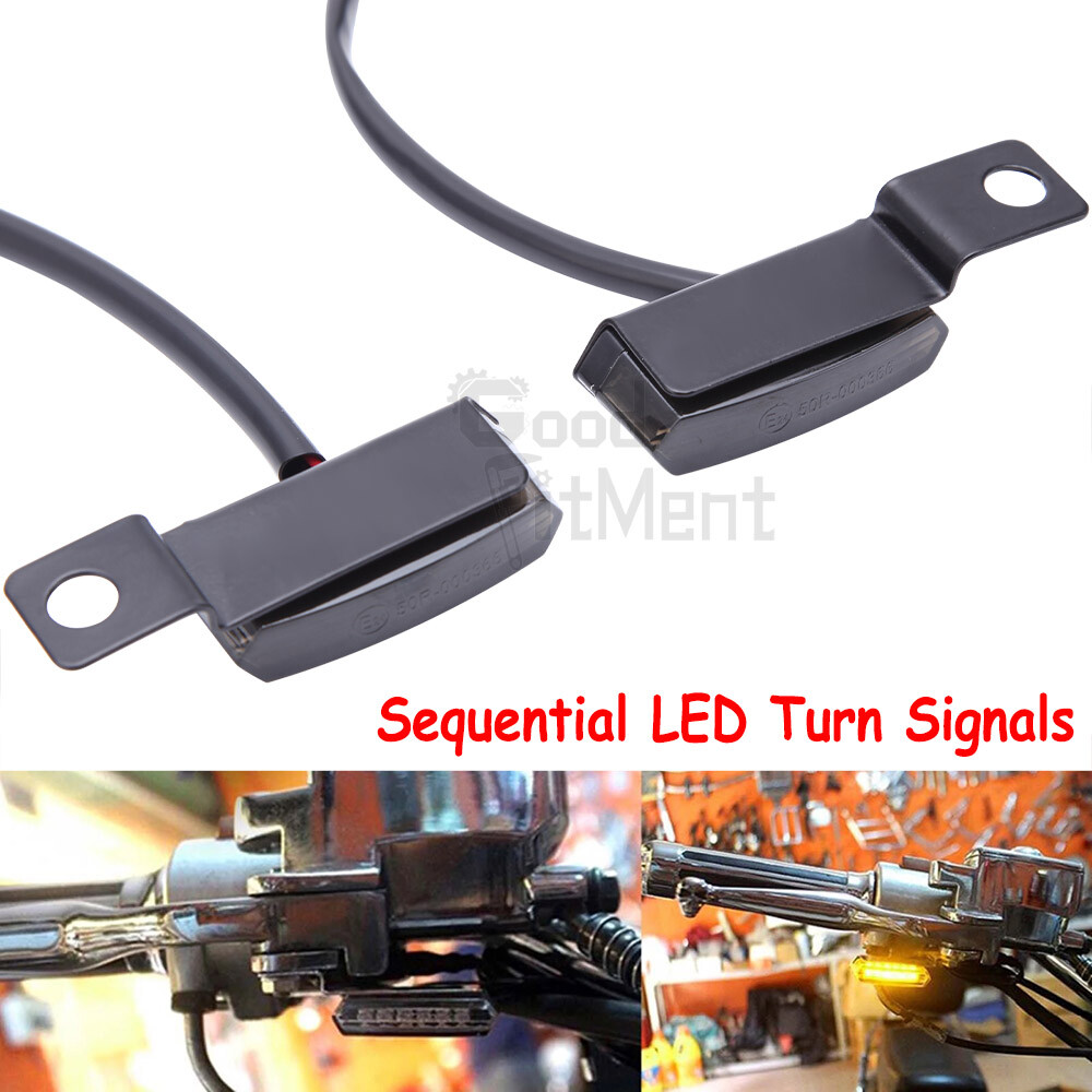 Sequential Flowing LED Turn Signals Mini Handlebar Light For Harley Motorcycle