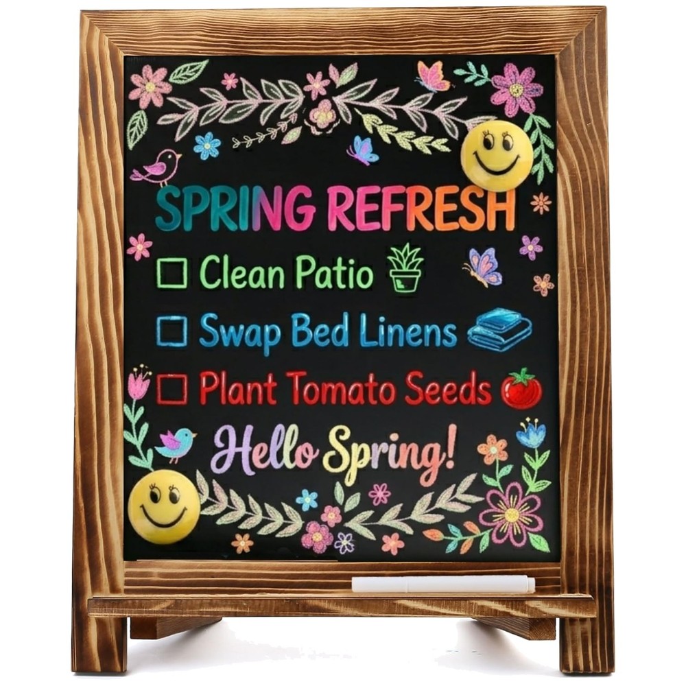 Portable Chalkboard Sign, Foldable Stand, Rustic Brown