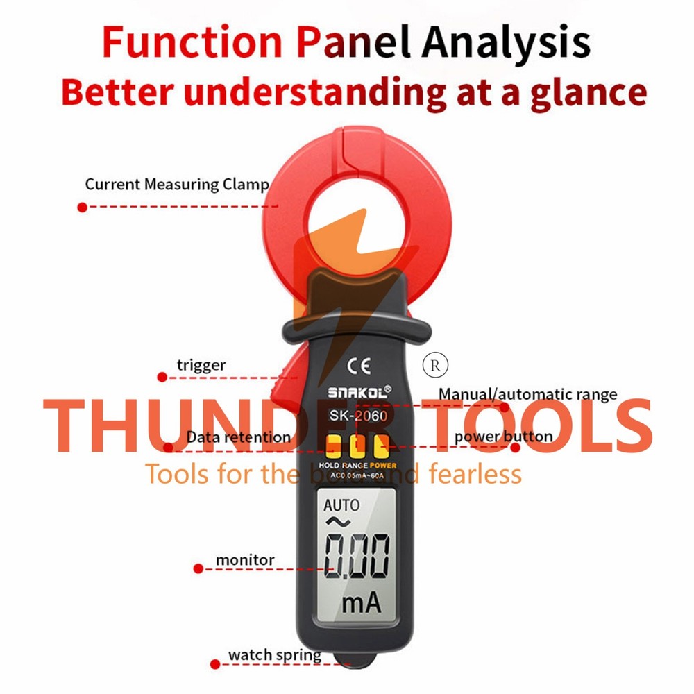 Thunder Tools 3 1/2 Digit Auto Ranging Digital Current Clamp Meter High