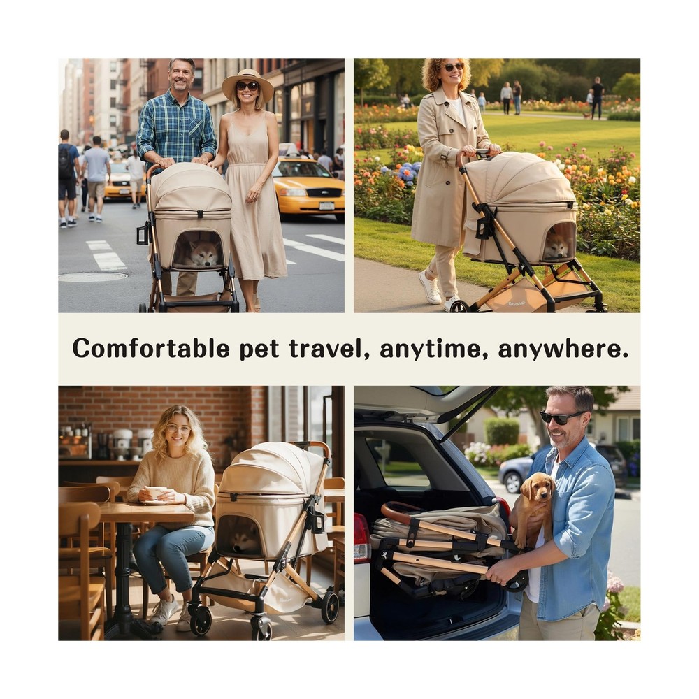 Pet Stroller with One-Click Folding & Storage Basket, for Small and... Fast Ship