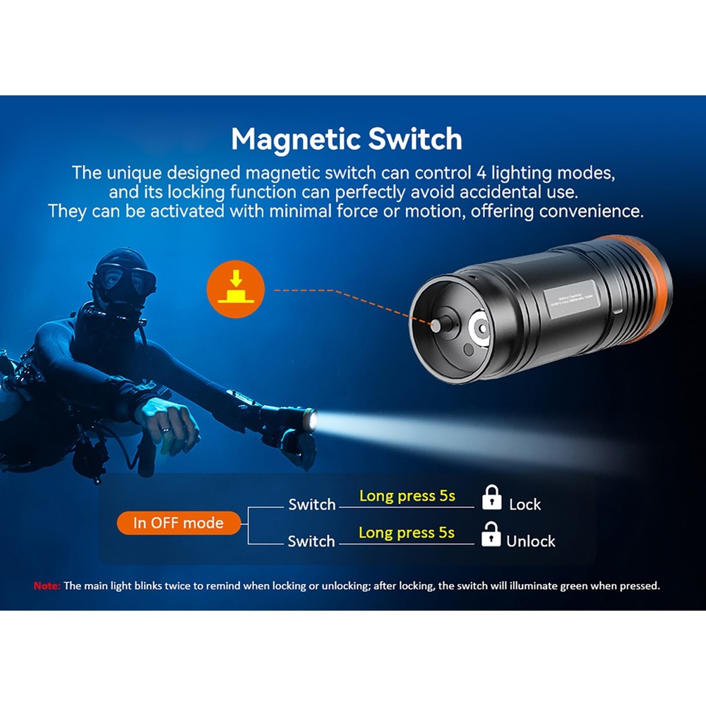 OrcaTorch D920 5000 Lumens Tech Dive Light