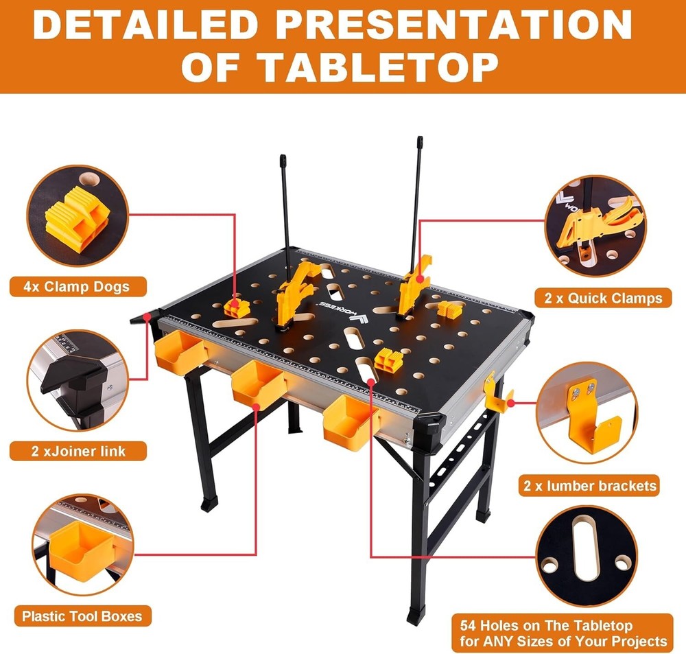 Portable Workbench Heavy Duty 1000Lbs Capacity Folding Table Garage Storage