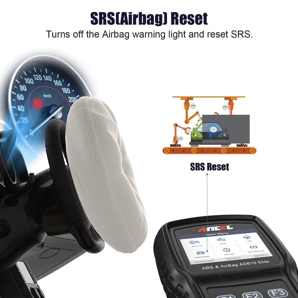 ANCEL AD610 Plus OBD2 Scanner Code Reader SRS ABS Bleeding SRS Diagnostic Tool