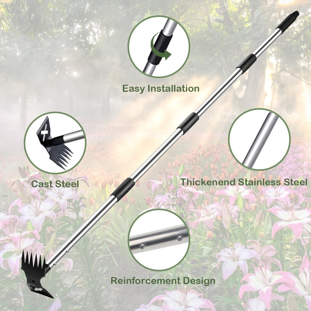 Weed Puller Tool with Long Handle 60" Manual Weeder Remover Tool, 2 in 1 Han...