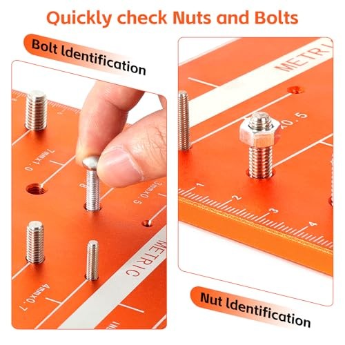 44 Nut and Bolt Thread Checker Standard and Metric, Bolt Sizer and Thread