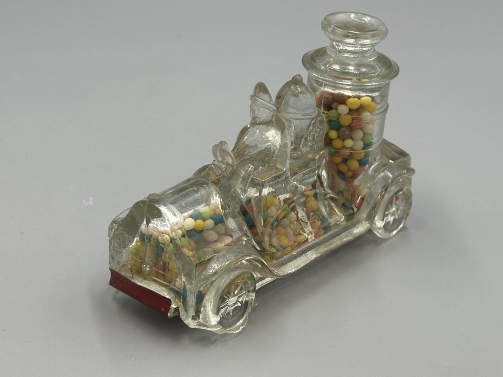 1920s FIRE ENGINE Large Boiler GLASS CANDY CONTAINER Antique A&E 220