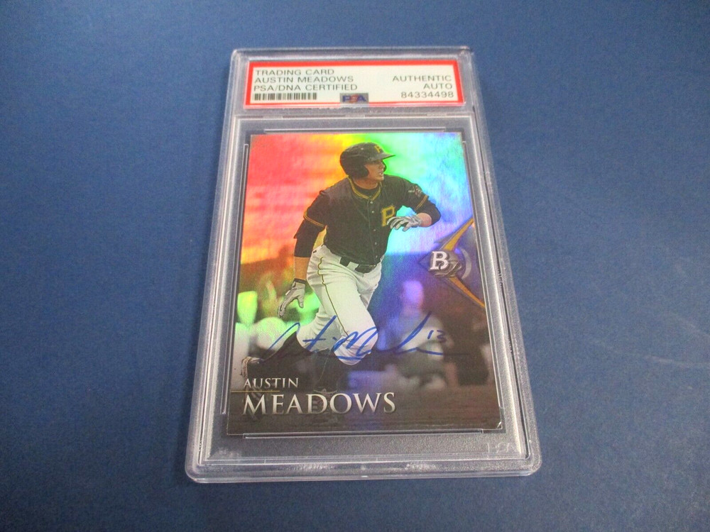 Austin Meadows Autographed Signed 2014 Bowman Platinum Card #39 PSA Slab Auth.