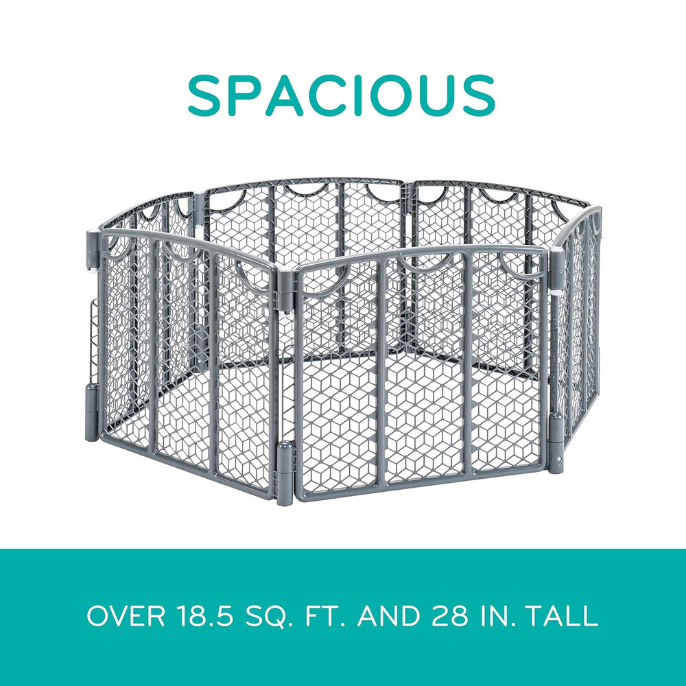 Versatile Play Space Adjustable Play Area, 6-Panel (Cool Gray)