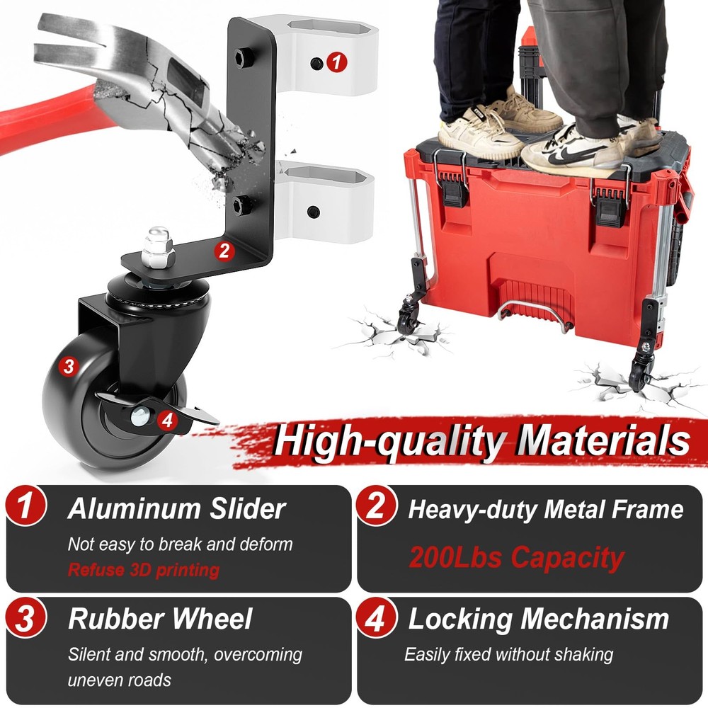 Packout Wheels with Milwaukee, Packout Accessories Tool Boxes, Upgraded 360° ...