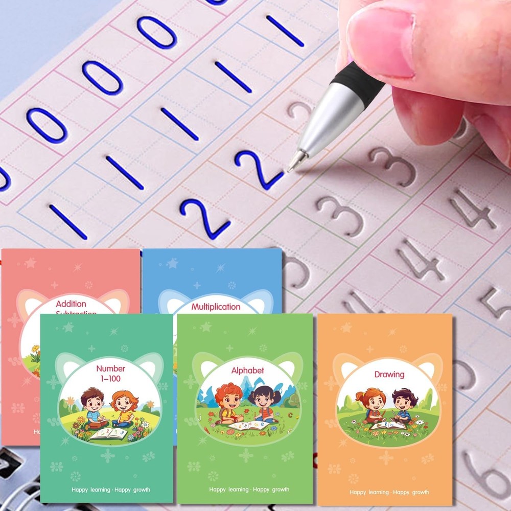Magic Practice Copybook, Reusable Writing 9.44L x 6.29W, Multicolor