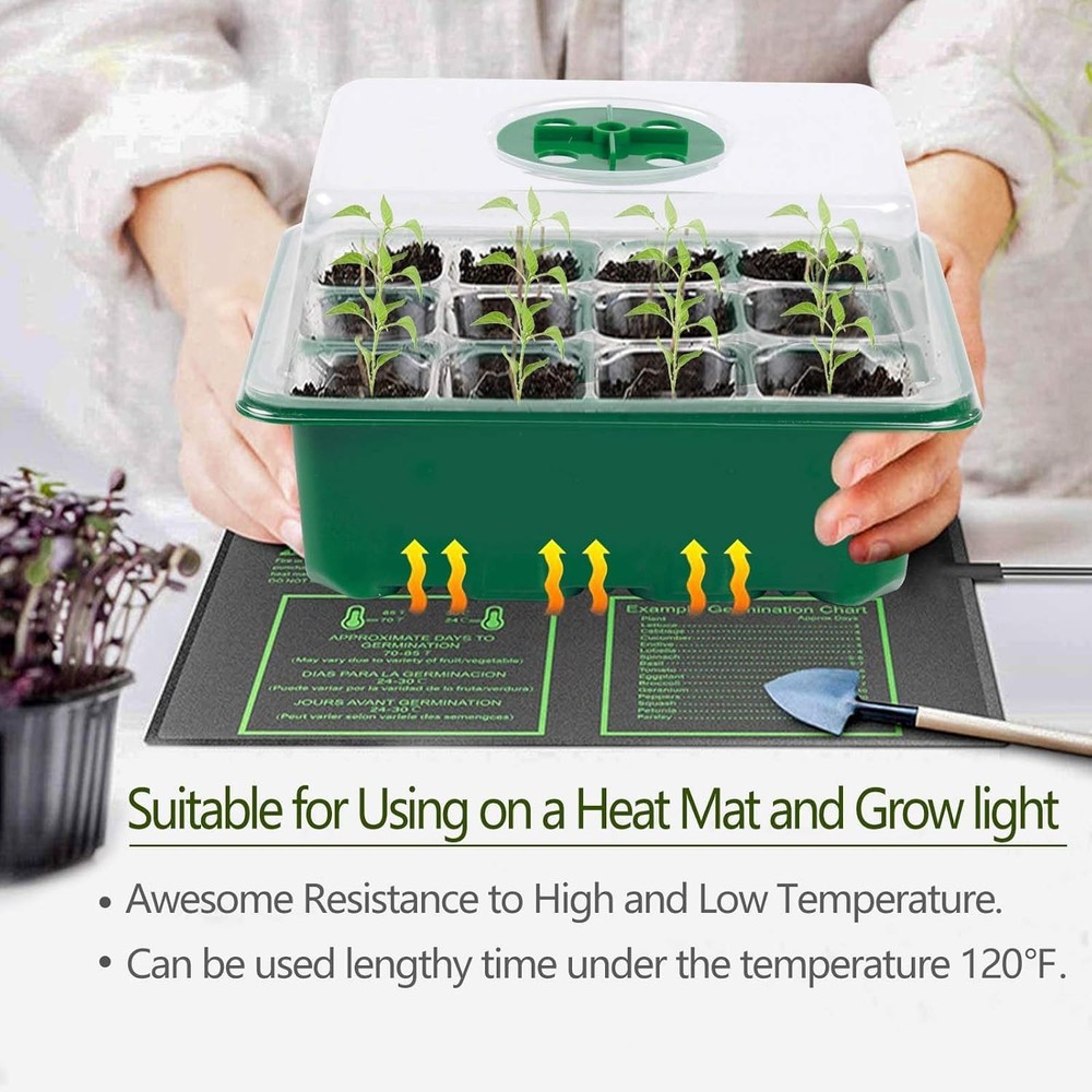 Seed Starter Tray, 12 Set Seedling Kits with Adjustable Humidity Dome, Plant ...