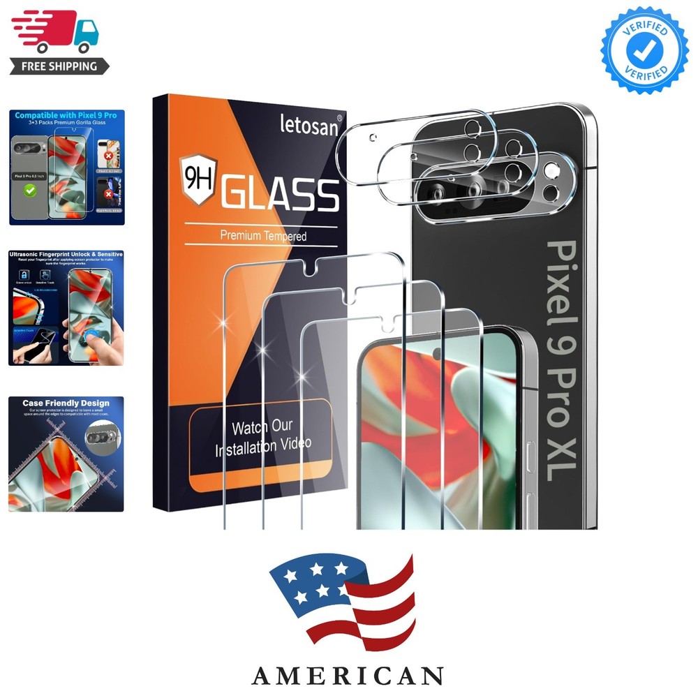 3 Pack for Google Screen Protector Tempered Glass + 3 Pack Camera Lens Protec...