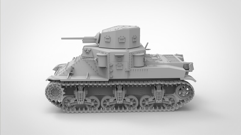 3D printed 1/72/87 American M2A1Medium Tank model unpainted kit