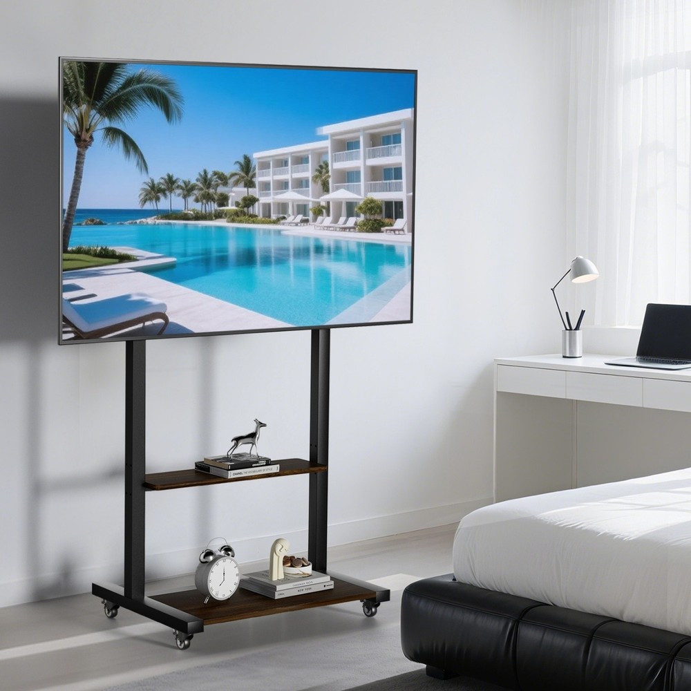 Rolling TVs Cart Height Adjustable TV Stand for 40-86” LCD LED Flat Panel Screen