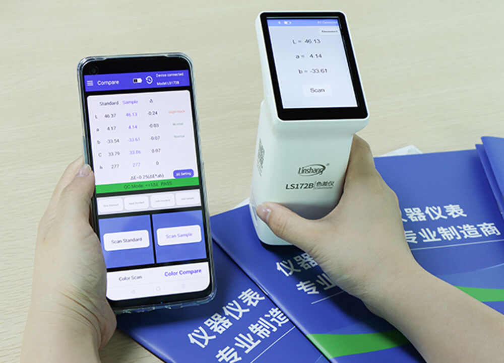 Smart Touch Screen Colorimeter Color Difference Analyzer 45/0 8mm Mobile App
