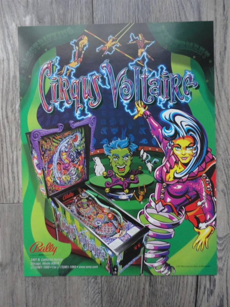 Cirqus Voltaire Pinball Machine Flyer  Bally Original Brochure