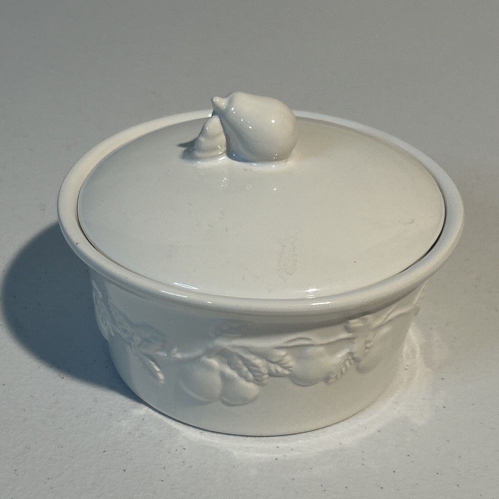 Lillian Vernon Round White Pear Butter Dish