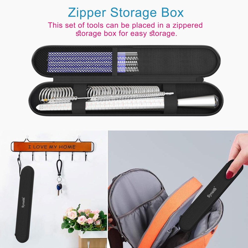 Ring Sizer Measuring Tool Metal Combination Suit for Finger Sizing Silvery