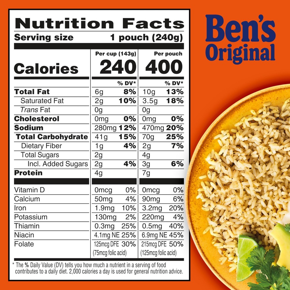 BEN'S ORIGINAL Ready Rice Cilantro Lime Flavored Rice, Easy Dinner Side, 8.5 ...
