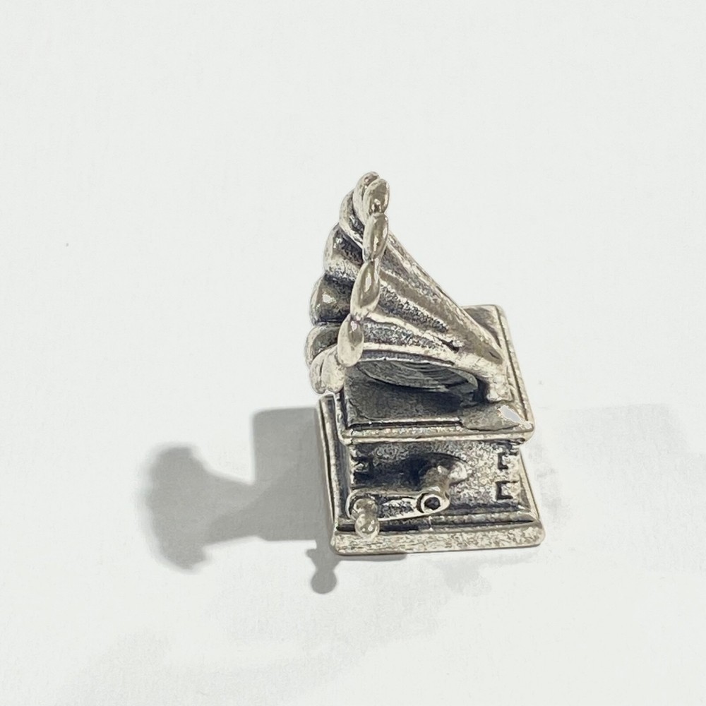 vintage solid silver Gramophone miniature , hallmarked italian figurine