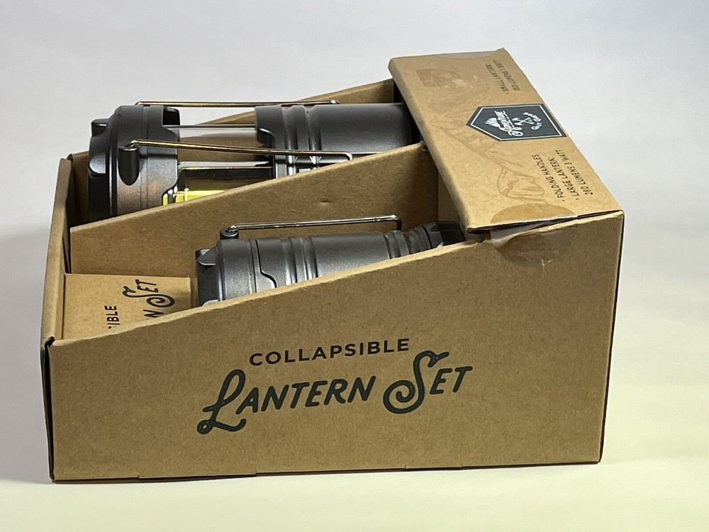 Adventure is Out There ~Collapsible Lantern Set~ 2 LED Silver Camping Lanterns