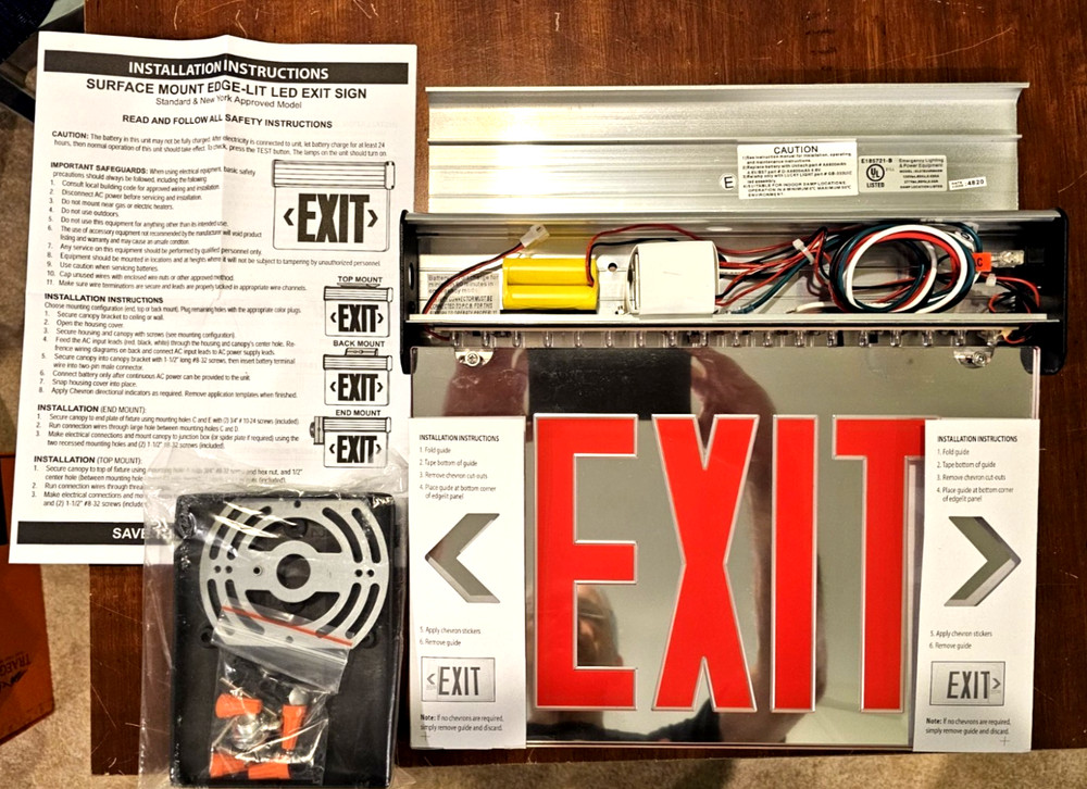 Qllite LED Edge-Lit Exit Sign with Battery Backup