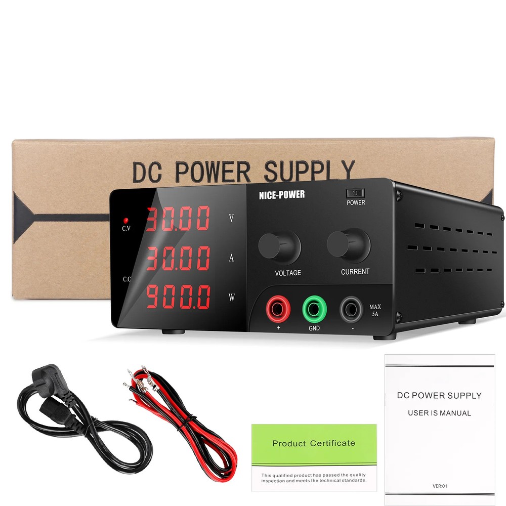 Adjustable DC Power Supply 30V30A Lab Bench Power Source Stabilized Power Supply