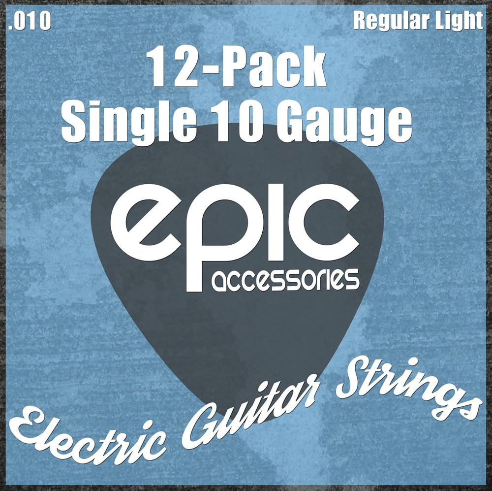 12-Pack .010 Gauge High E String Single Electric Guitar Strings Individually Wra