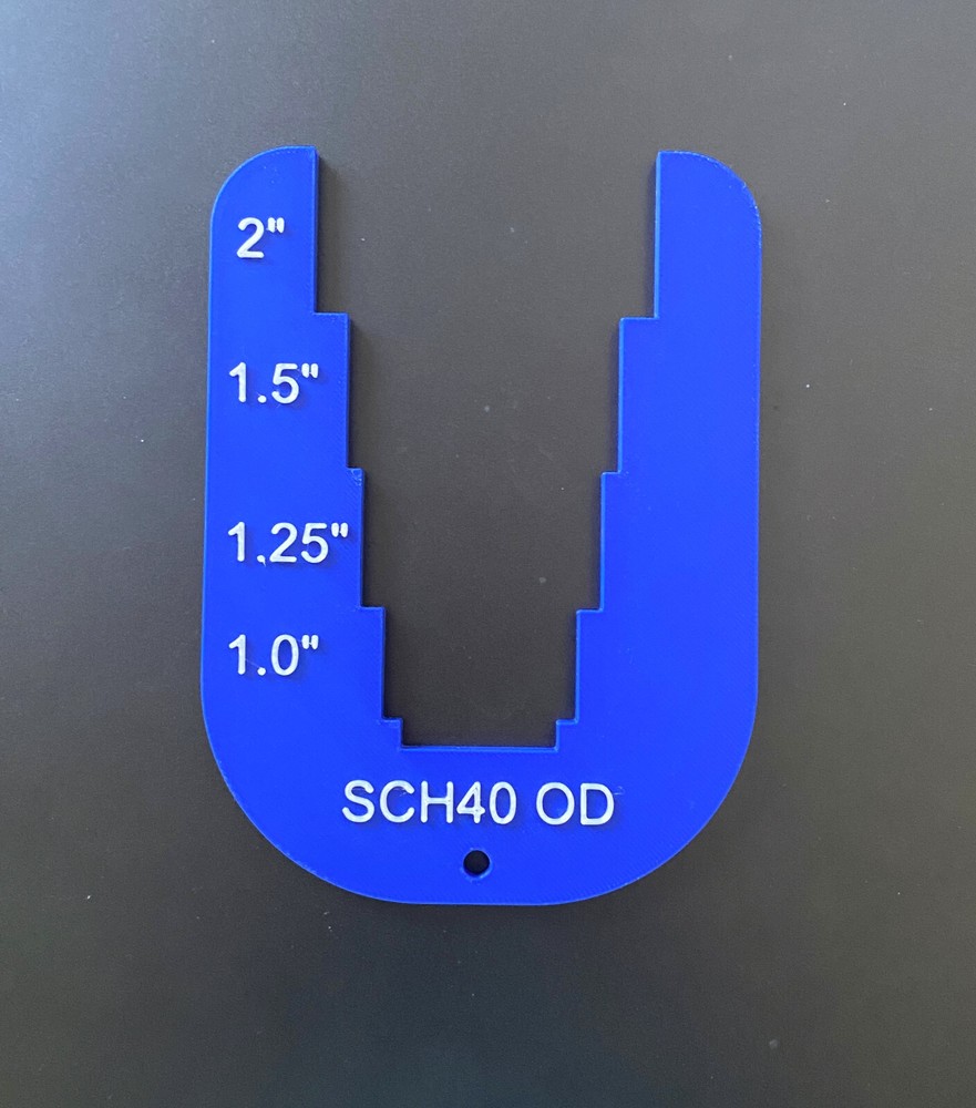PIPE DIAMETER SIZES MEASURING TEMPLATE TOOL - 3/4" THRU 2" O.D. SCH10/40