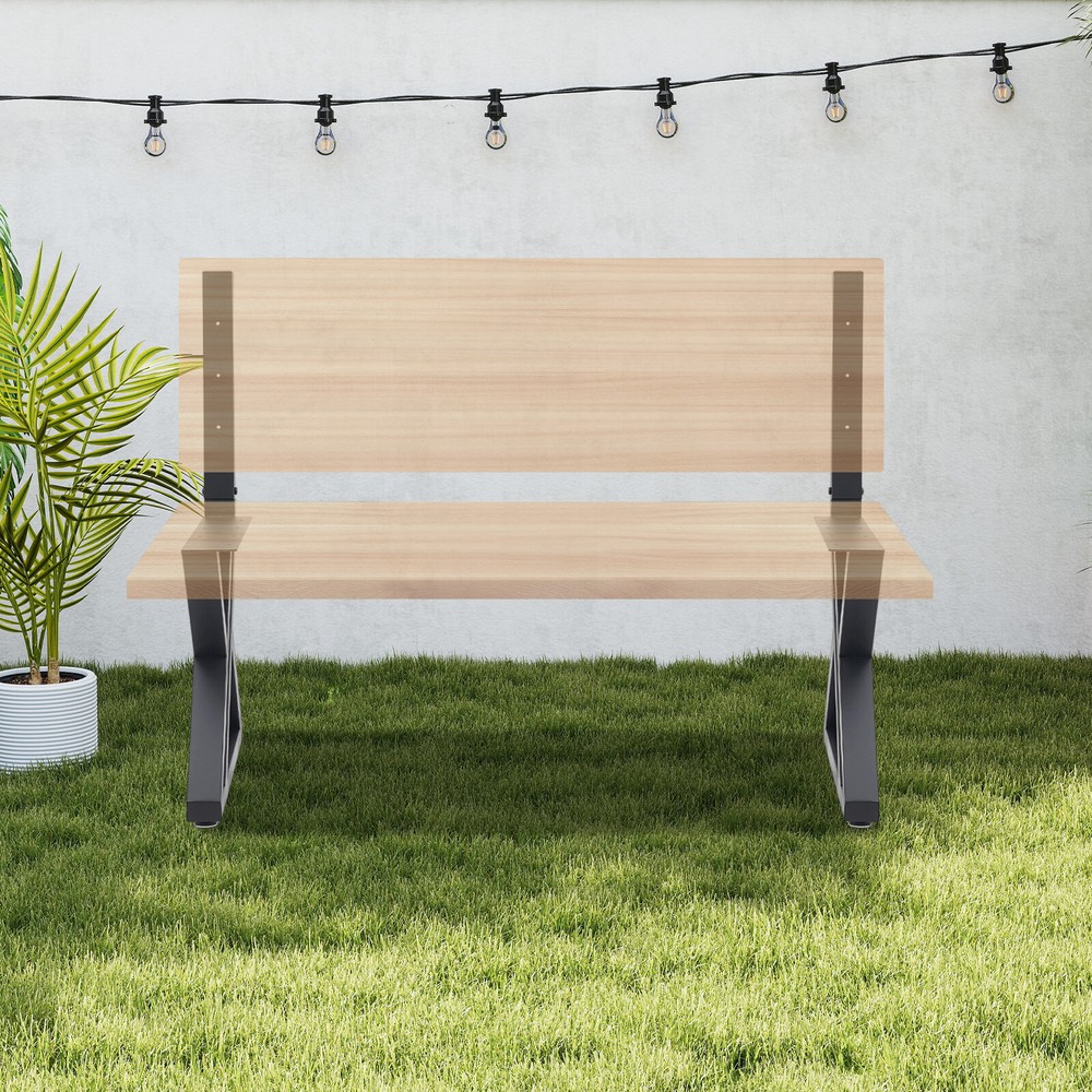 2PCS Bench Legs Z-Shaped Bench Legs with Backrest Bracket Bench Legs Black