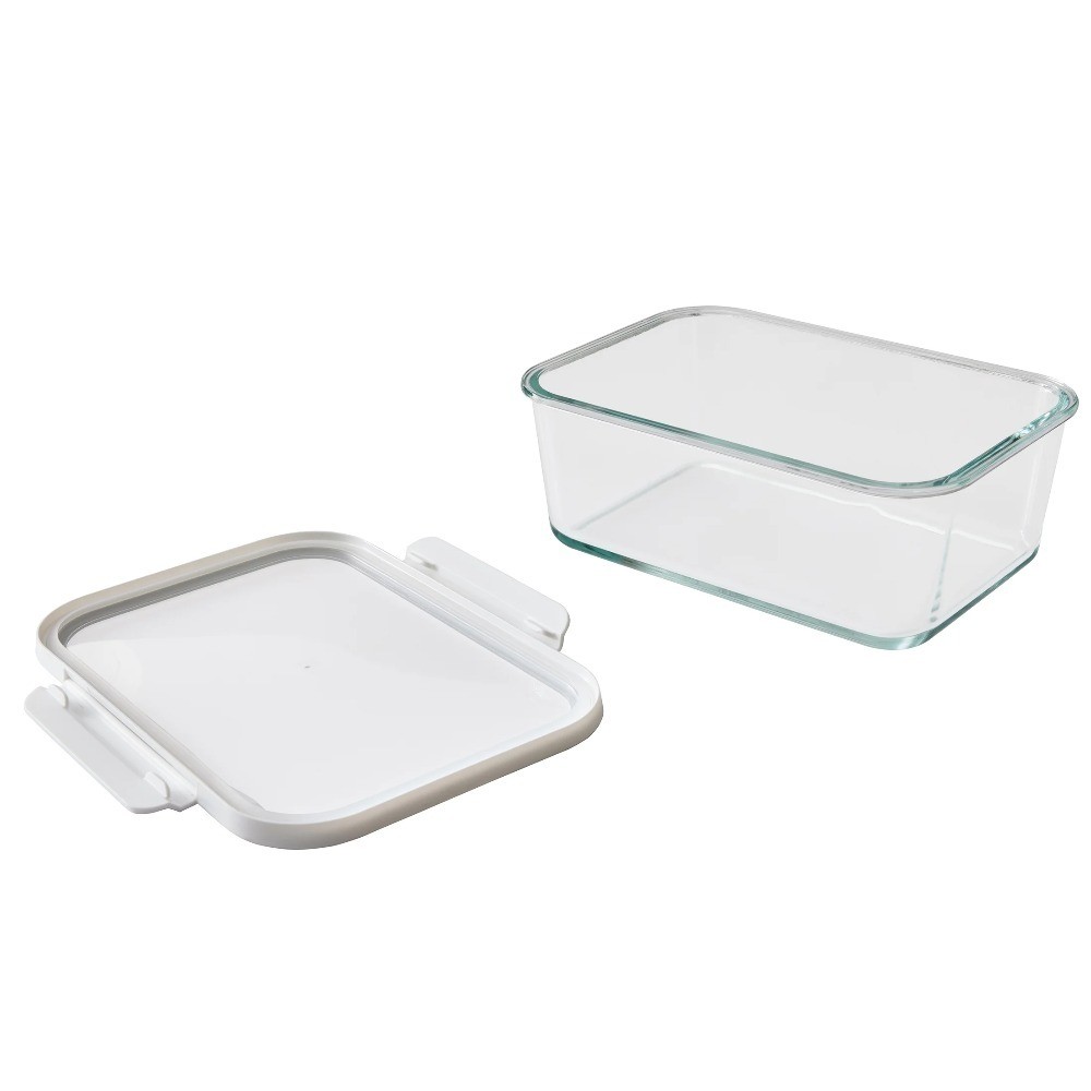 Glass Food Storage Container with Lid, 10-Cup Rectangular Meal Prep