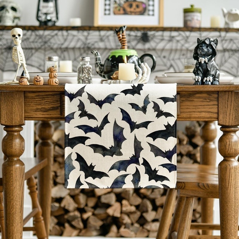 Durable Polyester Table Runner Soft Vibrant Cartoon Print Ideal Dining Events US