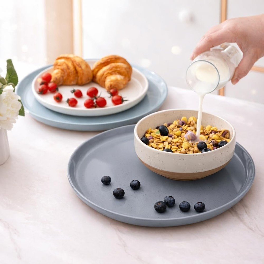 AmorArc 24-Pieces Handpainted Ceramic Dinnerware Plates & Bowls Set - Multicolor