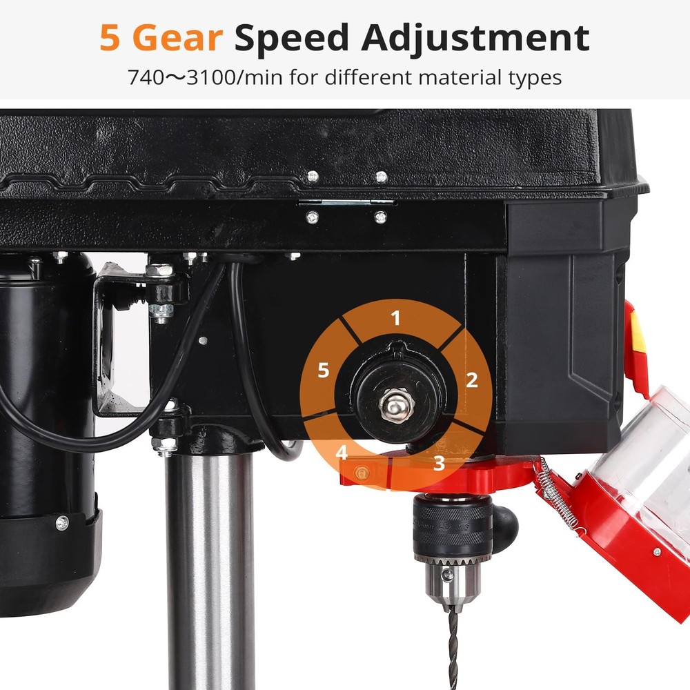 8" Drill Press Benchtop Drill Machine 2.5Amp Tabletop Wood Drill Machine 5 Speed