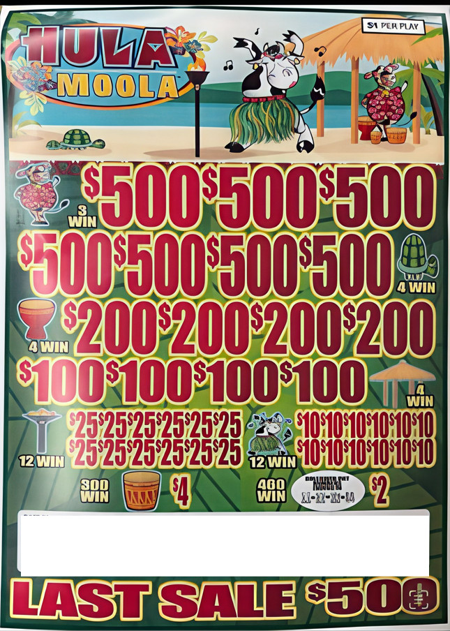 Pull Tab Tickets - Jar - Game - Hula Moola - 10,020 ct