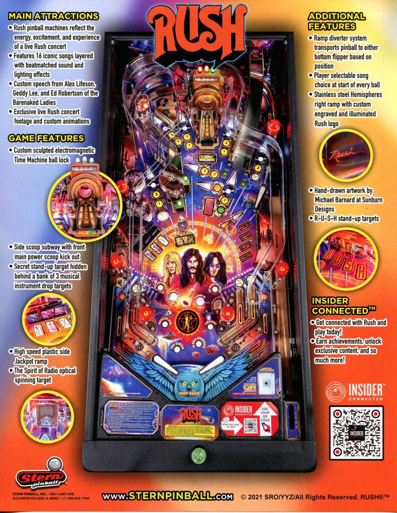 Rush Pro Edition Stern Pinball Flyer / Brochure / Ad Mint