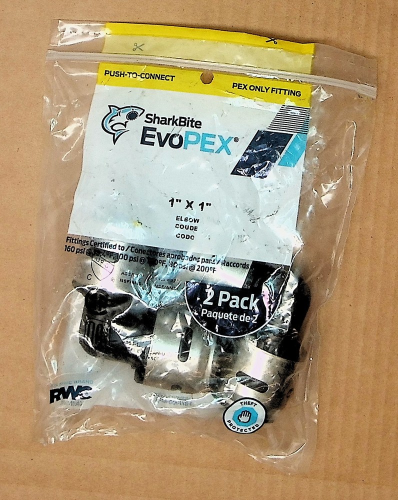 2 Pack SharkBite EvoPEX 1 " x 1 " Elbow Part # K260Wp2
