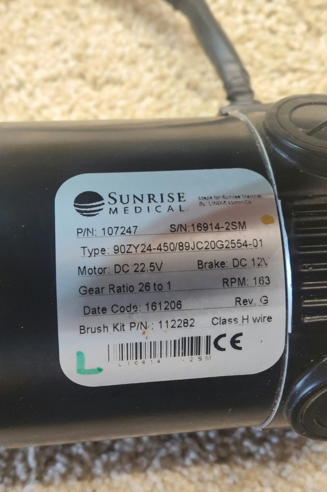 Quickie Pulse 6 Motor Left with Mounting Bracket P/N 107247